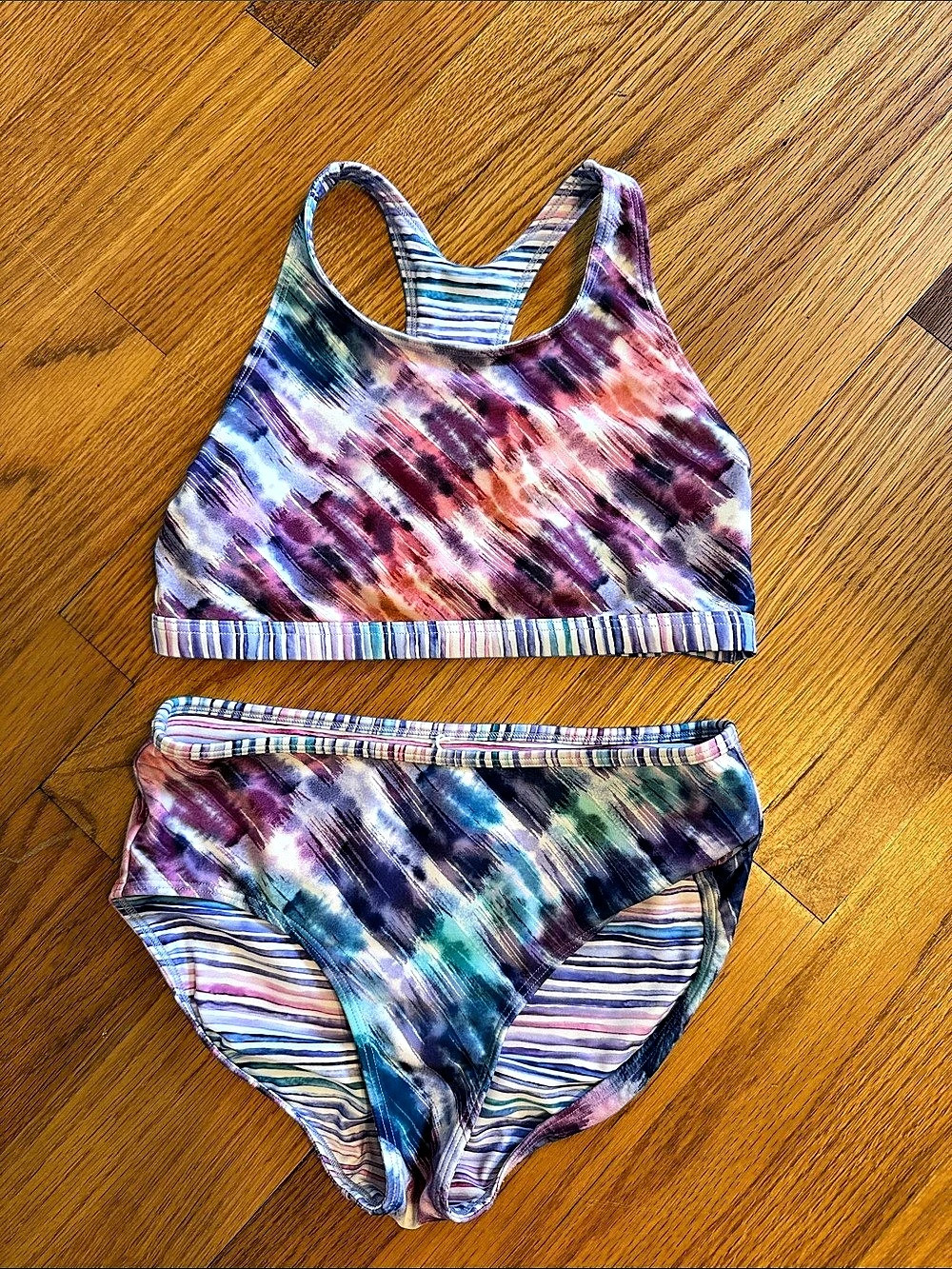 Athleta Girl Free Spirit Bikini Set Purple & Blue Tie-Dye XL (14)